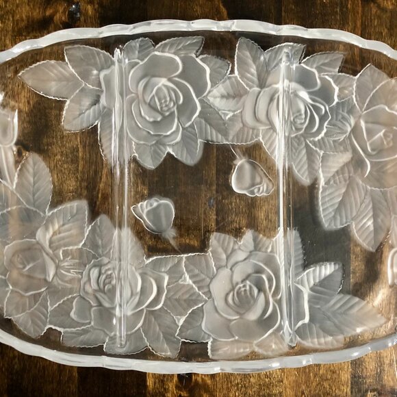 Studio Nova by Mikasa 'WINTER ROSE' WY051/345 Crystal Divided Relish - Picture 1 of 7